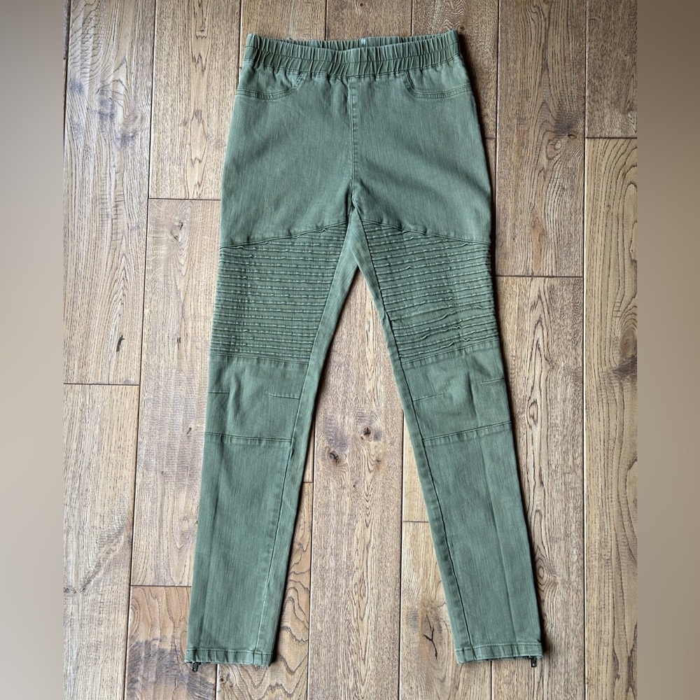 ENTRO Olive Green Moto Jeggings size Small